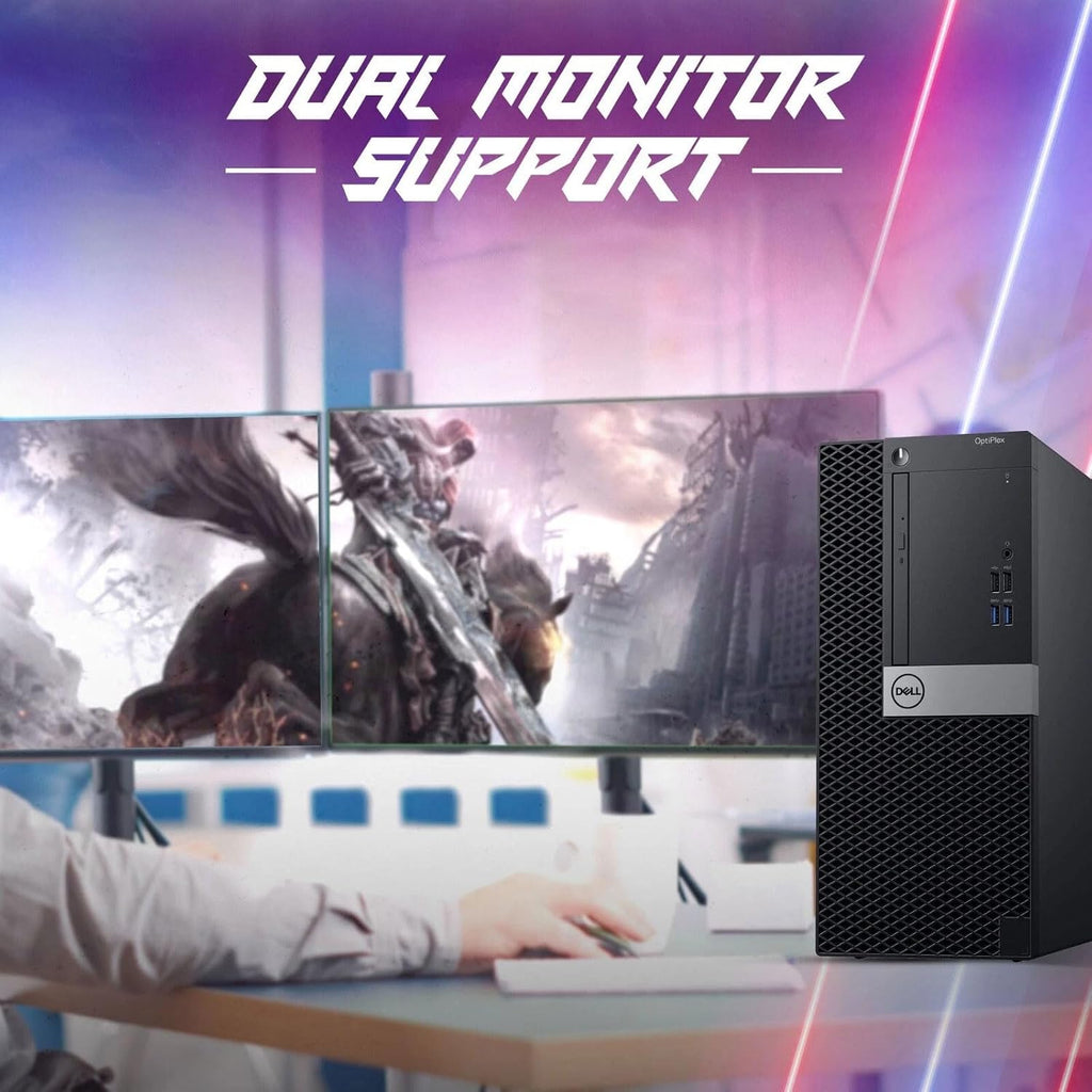 Dell Gaming Tower Desktop PC – Intel Core i7-7700 – 16GB DDR4 RAM – 1TB SSD – GeForce GTX 1050 Ti – New 24' Monitor – RGB Keyboard & Mouse – Windows 11 Pro – Gaming Computer (Renewed)