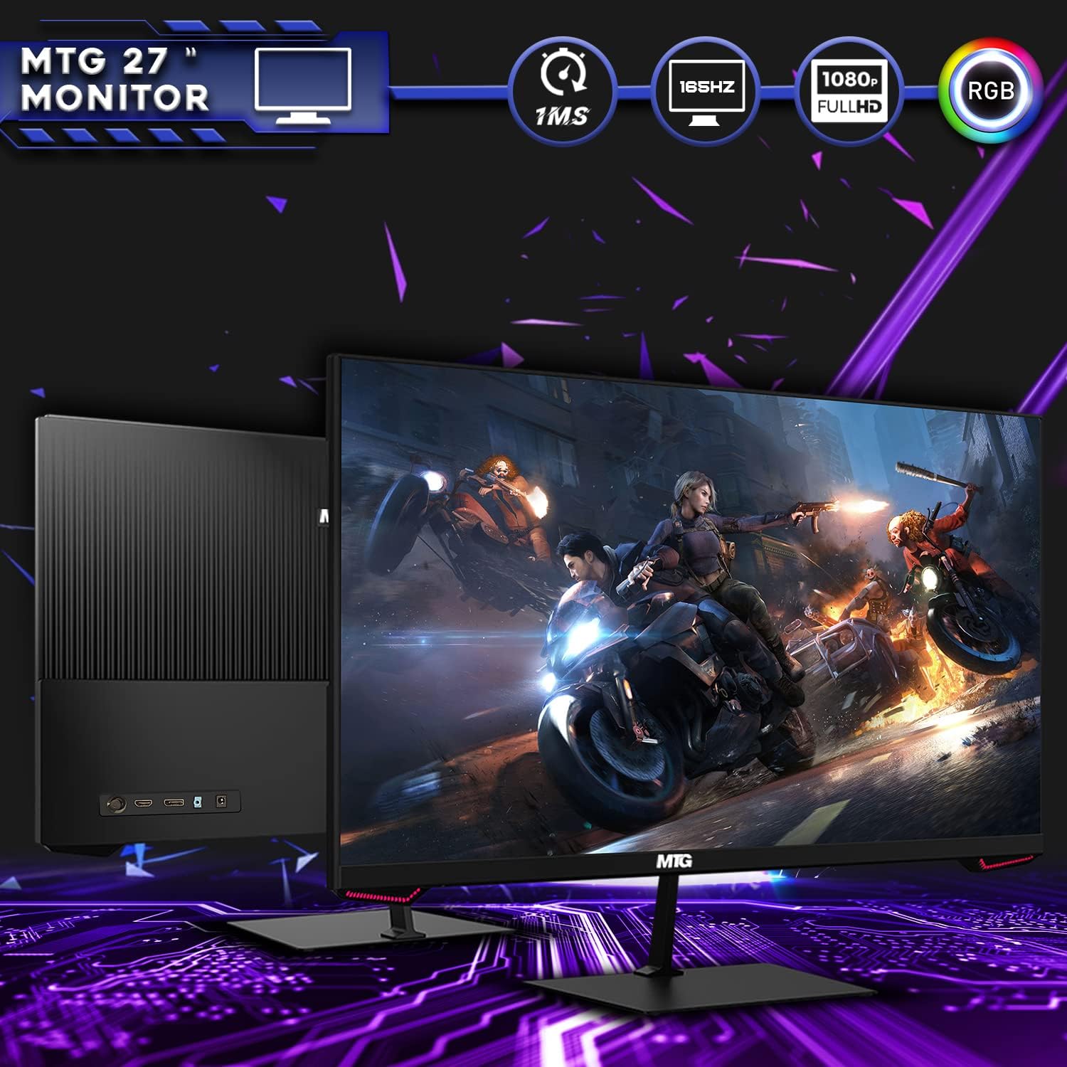 TechMagnet HP G3 Gaming Desktop PC, Intel i7 6th Gen, GT 1030 2GB DDR5, 16GB RAM, 256GB SSD, 27-inch 75hz Gaming Monitor, RGB Kit, Windows 11 (Renewed)