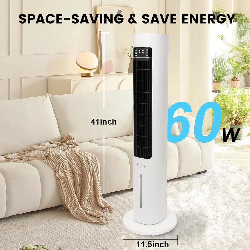 AZOUTDOOR 3-IN-1 Evaporative Air Cooler, 41' Swamp Cooler with Remote, 70° Oscillating Cooling Fans that Blow Cold Air, Portable Air Conditioner for Bedroom, 3 Speeds 12H Timer, Water Tank & Ice Packs