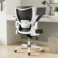 MUXX.STIL Office Chair, Ergonomic Desk Chair with Adjustable Lumbar Support and Flip up Armrest, Breathable Mesh Computer Chair for Home Office, White
