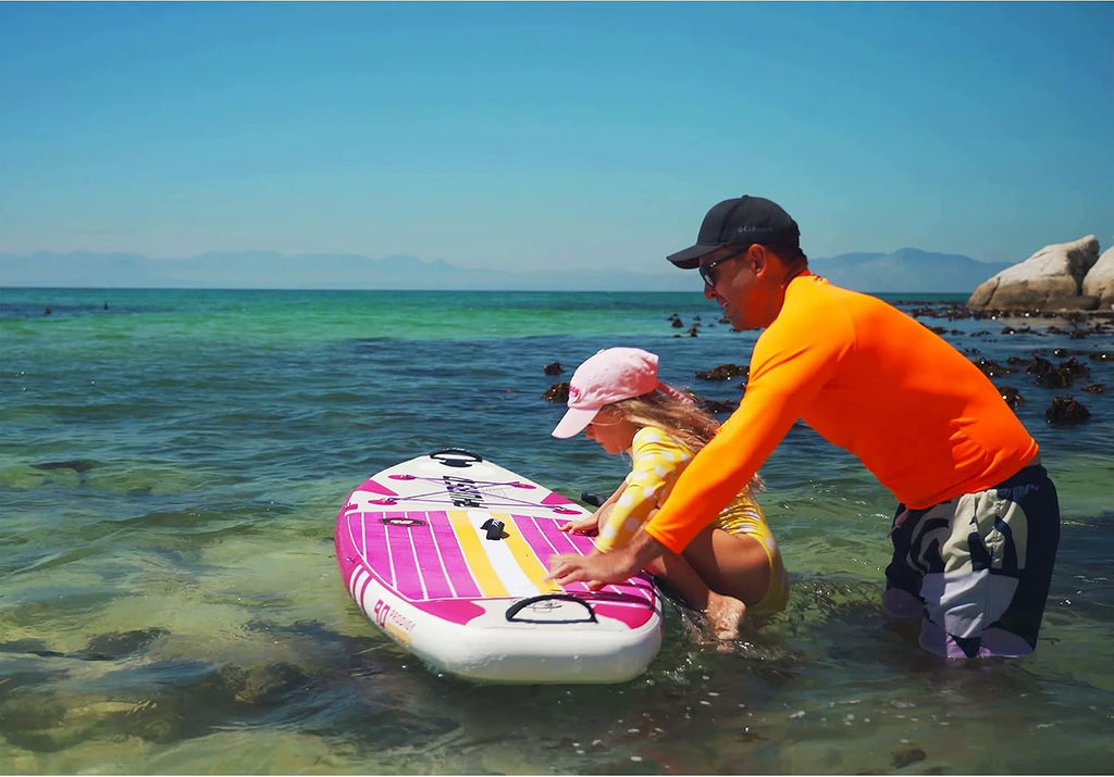 THURSO SURF Prodigy Junior Kids Inflatable SUP Stand Up Paddle Board 7'6 x 30'' x 4'' Two Layer Includes Adjustable Carbon Shaft Paddle/3 Fins/Leash/Duffle Bag/NO Pump Included
