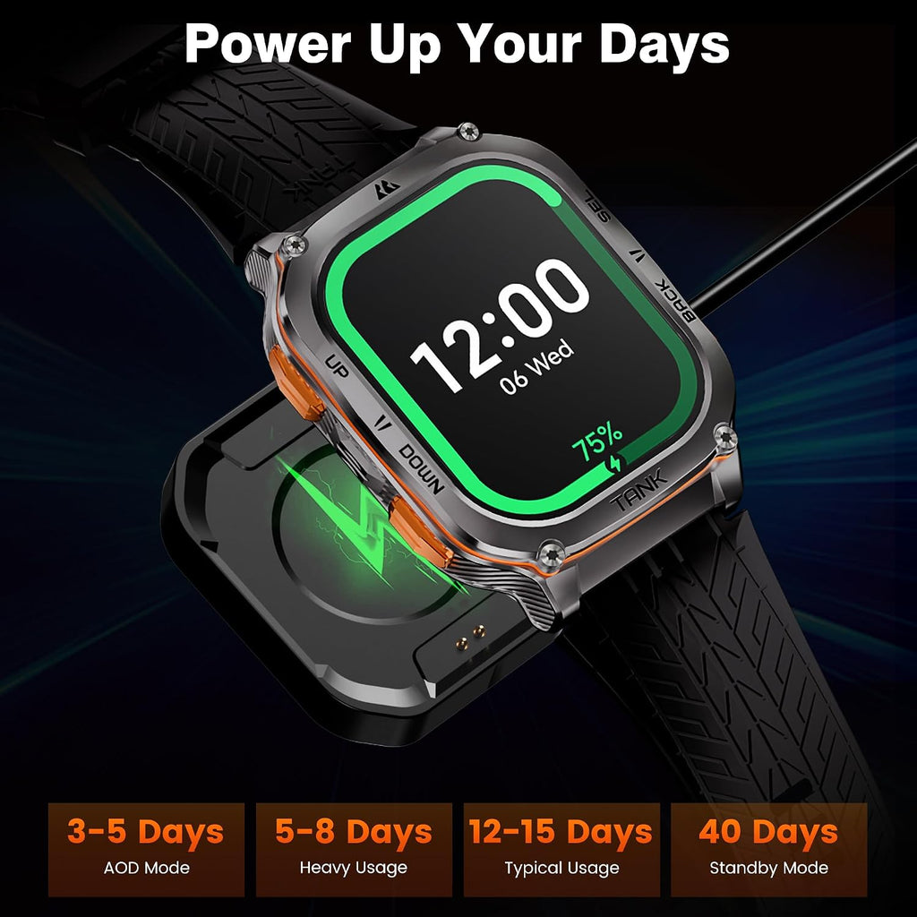 KOSPET Tank M3 Ultra Smart Watch with GPS, 50M Waterproof, Compass, Altitude, Air Pressure, 480mAh Extra Large Battery, Full Stainless Steel, Bluetooth Call, AMOLED Always-on Display