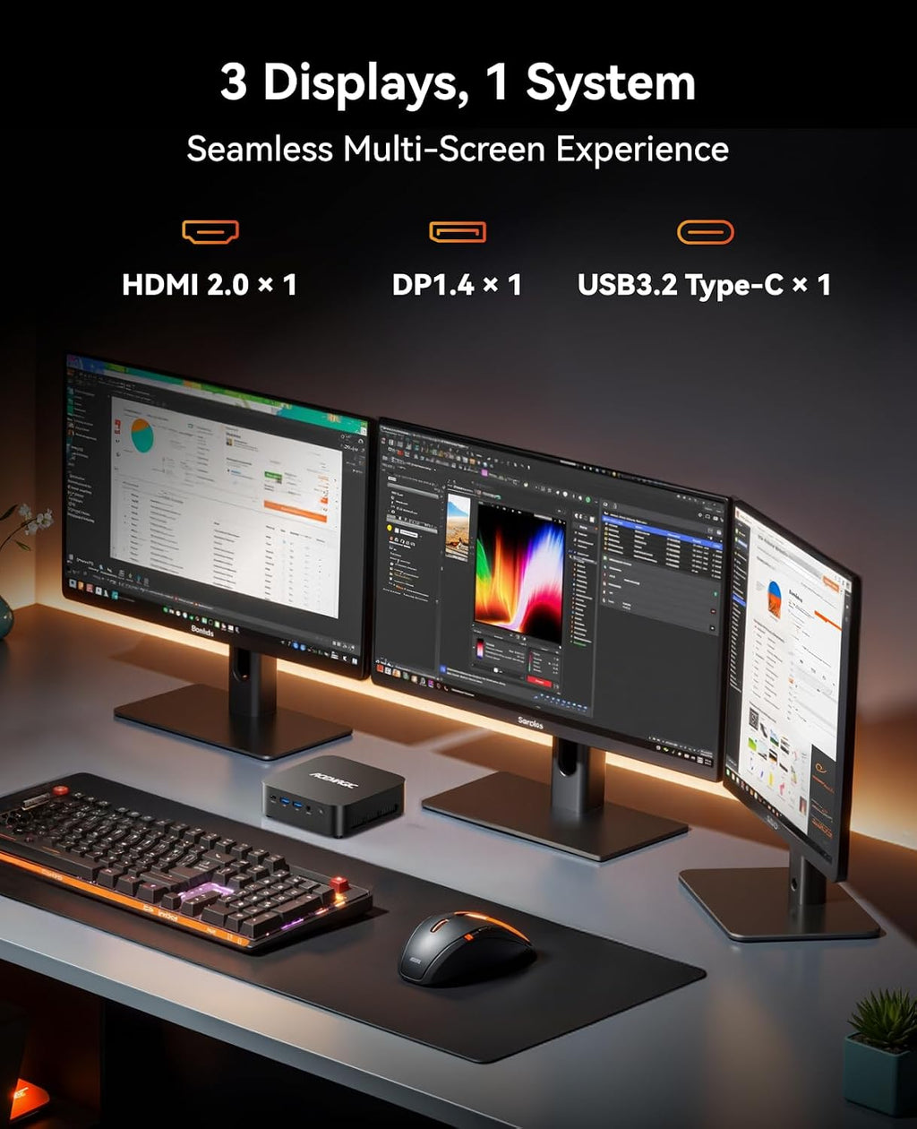 ACEMAGICIAN Kron Mini K1 Mini PC, AMD Ryzen 7 7730U, 16GB DDR4 512GB SSD Mini PC Computers Micro Desktop PC 4K Triple Display WiFi6 BT5.2