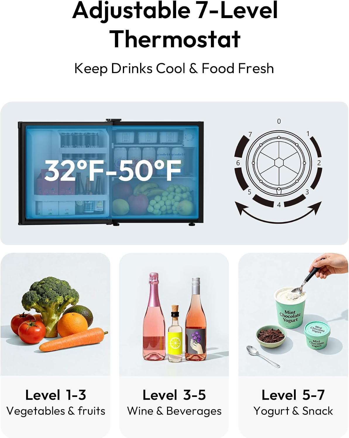 EUHOMY 1.7 Cu.Ft Mini Fridge, Reversible Single Door Compact Refrigerator, Adjustable Thermostat, Energy Saving, Mini Fridge for Bedroom, Office, Dorm, Black