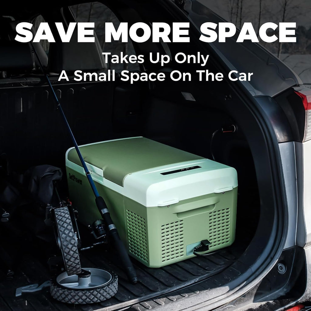 Setpower FC20 Portable 12v Refrigerator with Slide, -4℉-68℉ Fast Cooling Car Refrigerator, 20L/21Qt Car Fridge Portable Freezer with 12/24V DC and 110/240V AC, Electric Cooler (Green)