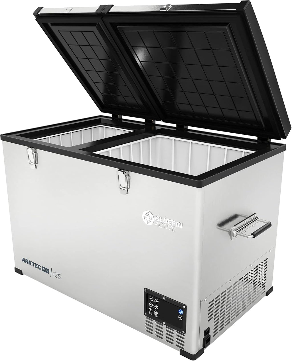 Bluefin Active Arktec Duo 125L | Portable Travel Fridge | Advanced Cooling & Freezing Technology | Energy Efficient Charging | Dual Storage Compartments | Smartphone App Control | LCD | AC & DC