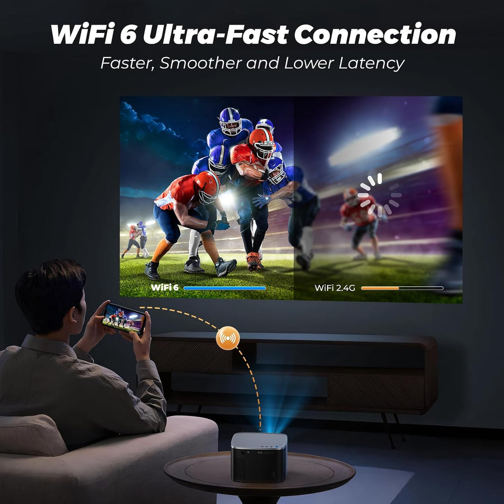 [Auto Focus/Keystone] Groview 4K Projector with WiFi and Bluetooth, 1000 ANSI Movie Projector for Outdoor Use, Proyector with 50-100% Zoom, Compatible with iOS/Android/HDMI/TV Stick