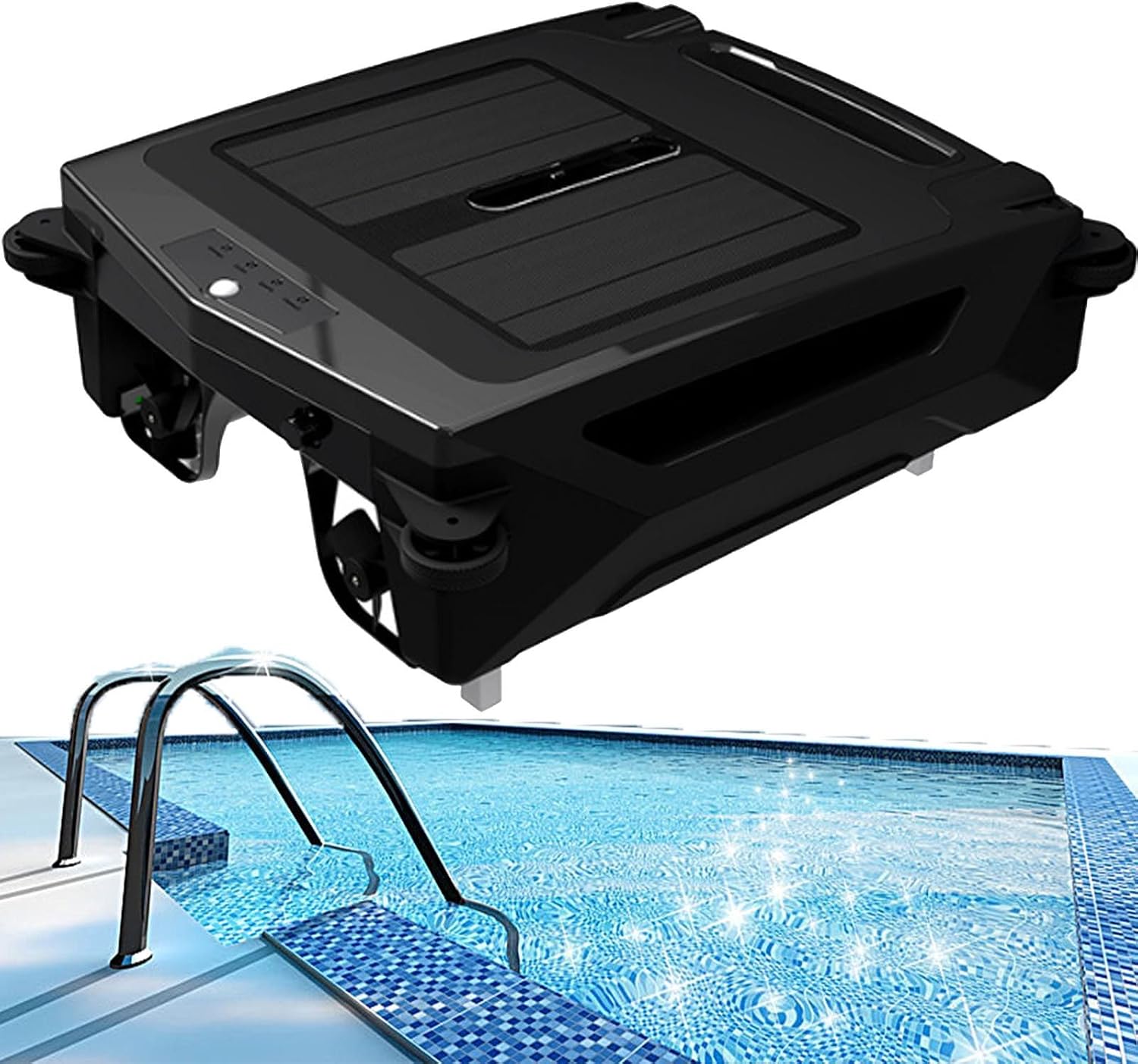Upgrade App Solar Powered Automatic Robotic Pool Skimmer Cleaner,Solar Pool Cleaner Dual Mode＆Overnight Continuous Cleaning,4.1l Waste Collection Drawer,for All Swimming Pool