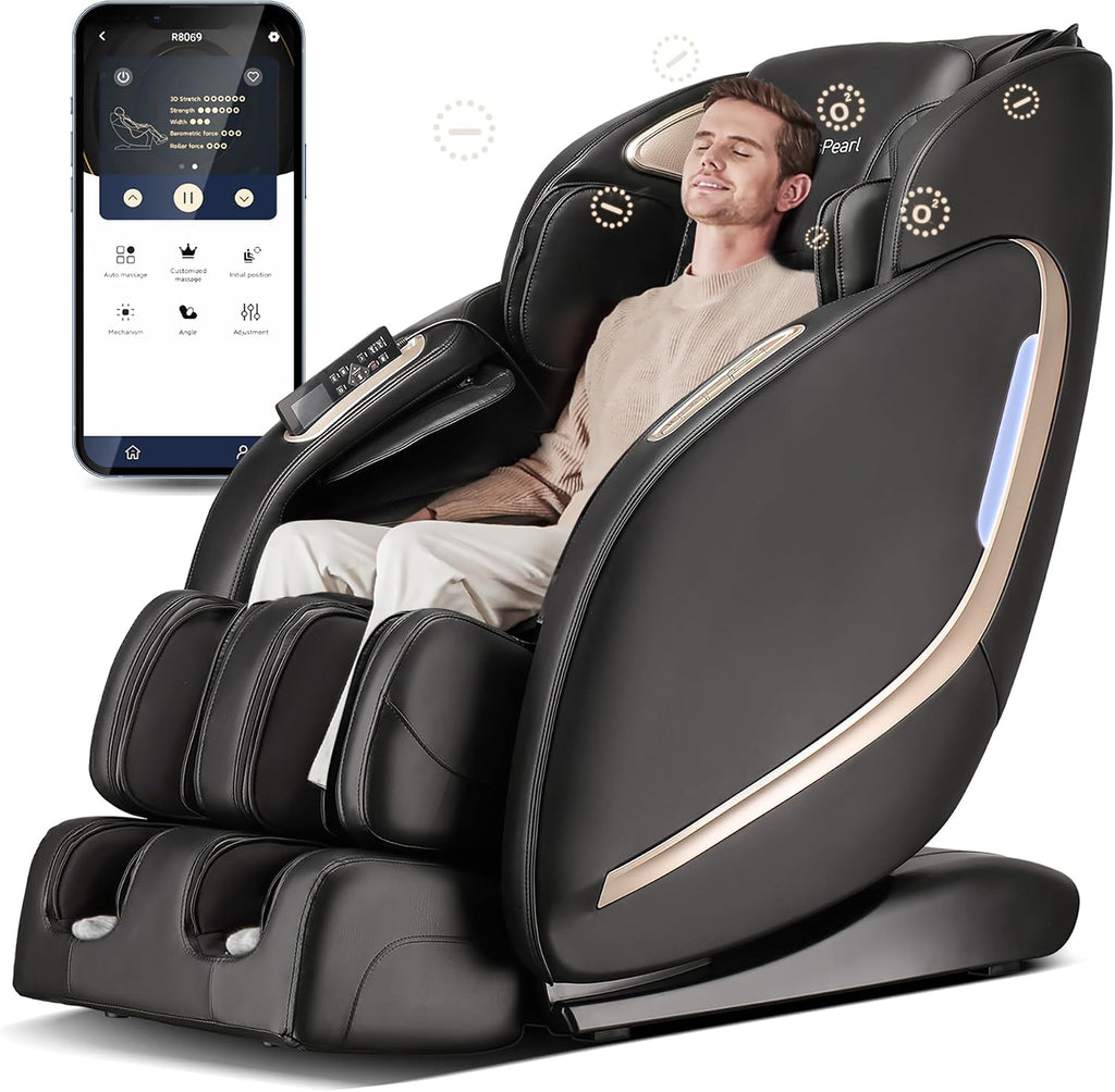 EASPEARL Massage Chair, Zero Gravity Massage Chairs Full Body with APP, Phone Holder, Waist and Calf Heat, Thai Stretch, Body Scan, USB Port, Bluetooth Speaker, Shiatsu Massage Recliner (Black)