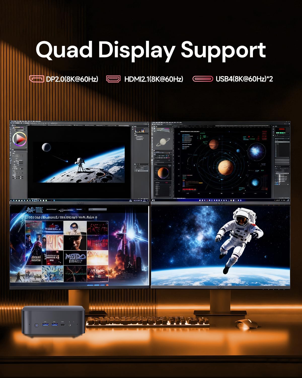 Reatan X7 AI Oculink Gaming Mini PC AMD Ryzen 7 255(Upgraded 8745HS) 64GB DDR5 2TB PCIe4.0 SSD 5600MHz RAM, Desktop Mini Computers Radeon 780M Graphics, 2.5G LAN/HDMI 2.1/2 * 8K USB 4.0/Wi-Fi 7/BT5.4