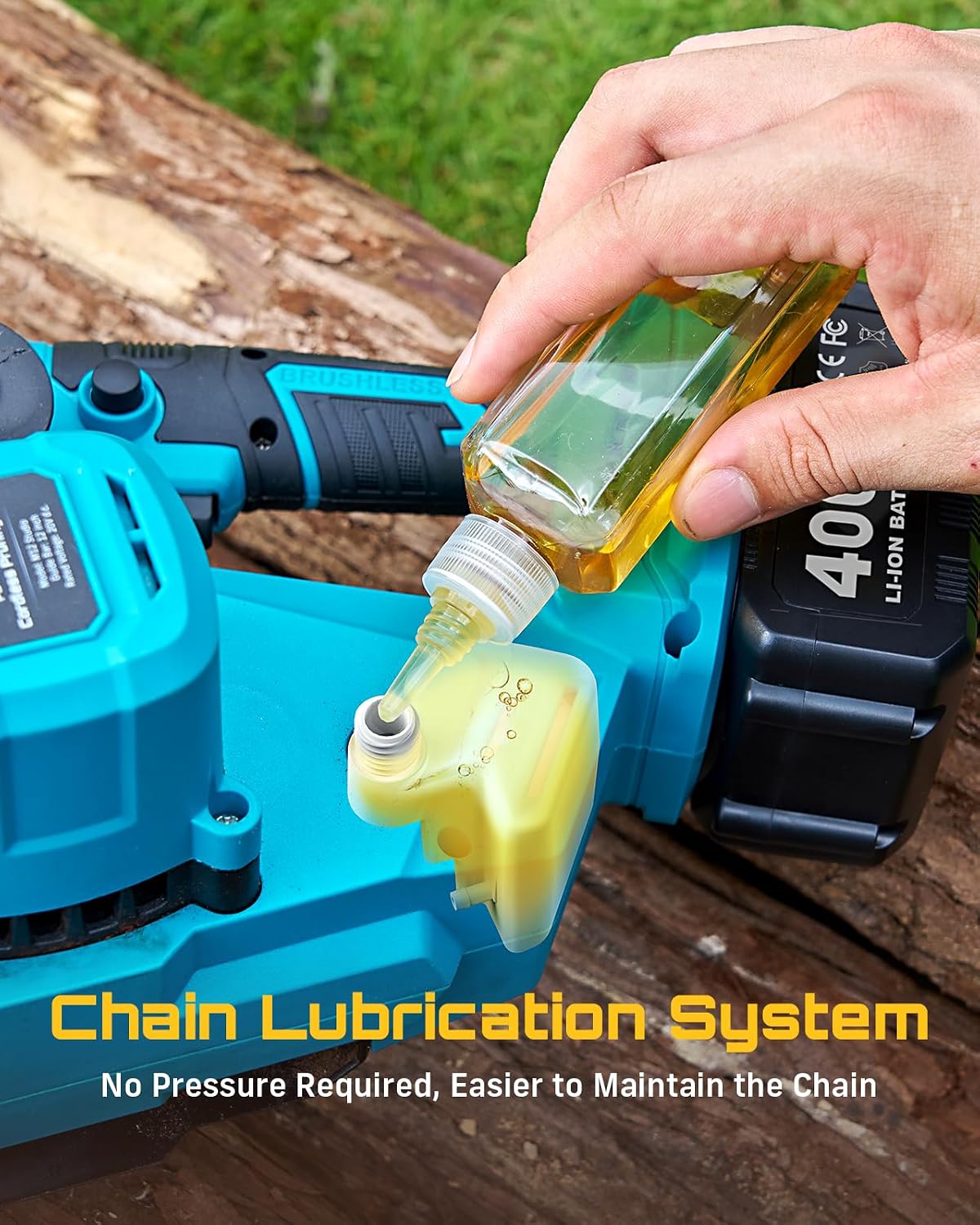 SEESII Electric Chainsaw Cordless 12-inch, Handheld Chain Saws with 2 x 4.0Ah Battery, Tree Saw with Tool-free Chain Tension, Auto Oiling for Wood Cutting Trimming Branch