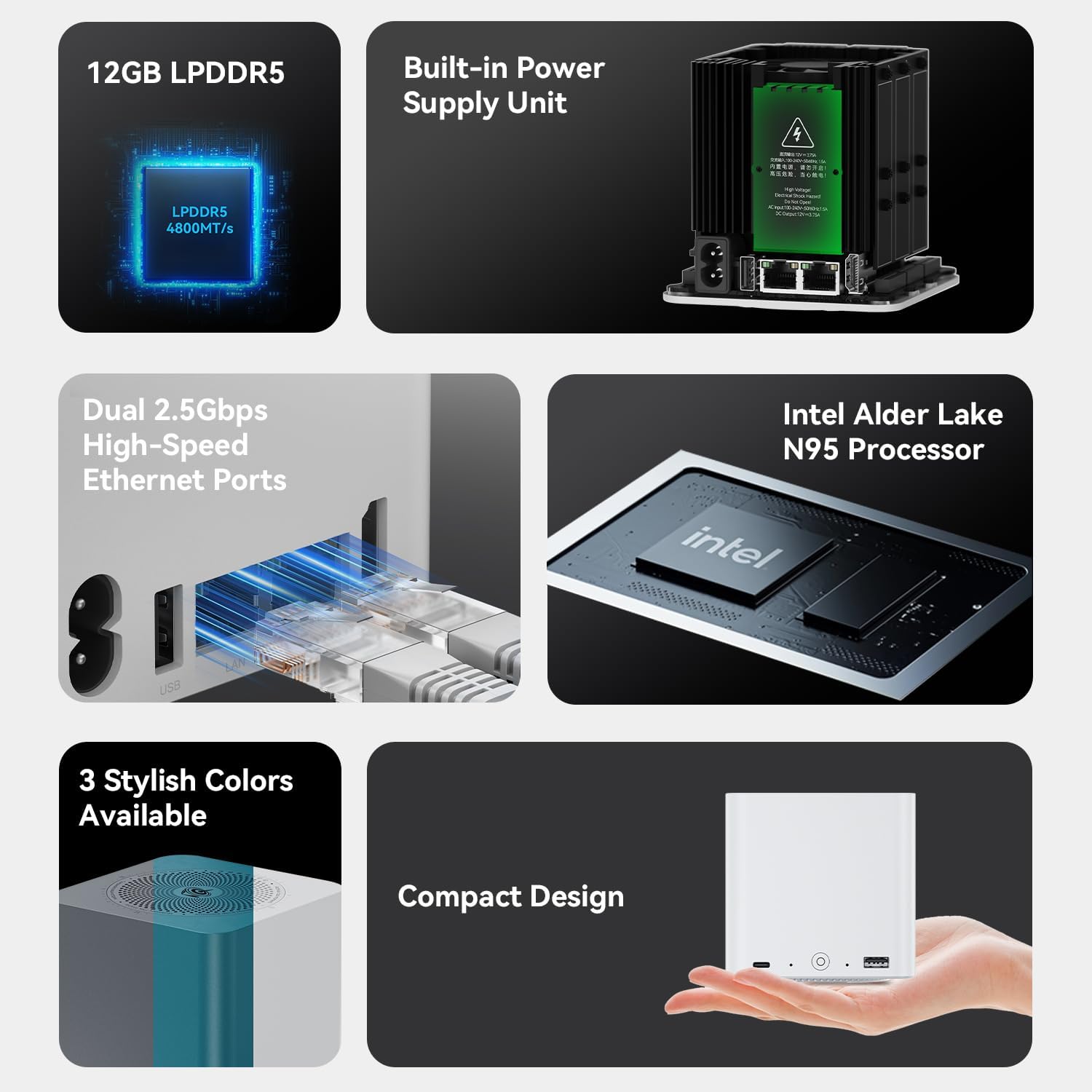 Beelink ME Mini PC with N95 Processor, 12G LPDDR5 1TB SSD Mini PC, WiFi6 /BT5.2 /Dual 2.5G LAN, W11 Home Mini Computer for Home Theater, NAS, Soft Router, Daily Office Work