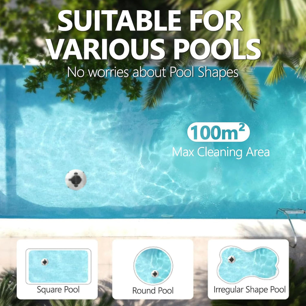 Automatic Pool Vacuum - Smart Cordless Cleaner for Above and Inground Pools - Wall Climbing Pool Cleaning Robot - Top Cleaning at Your Fingertips