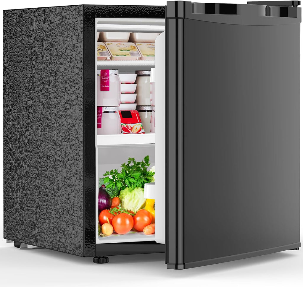 Electactic 1.6 Cu.ft Mini Fridge with Freezer, Compact Single Reversible Door Refrigerator, Adjustable Thermostat, Ultra Quiet, Energy Efficient for Office, Dorm, Bedroom, Apartment -Black