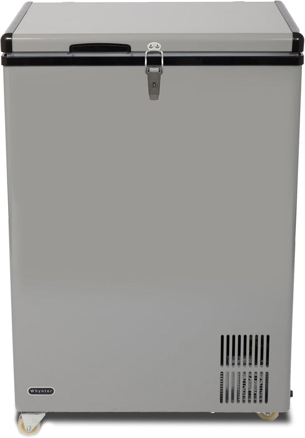 Whynter 95 Qt. Wheeled Portable Refrigerator / Portable Freezer for Travel - Chest Freezer / Fridge for Car, Camping, RVs & More, -8°F to 50°F Temperature Range, AC 110V/ DC 12V, FM-951GW, Gray