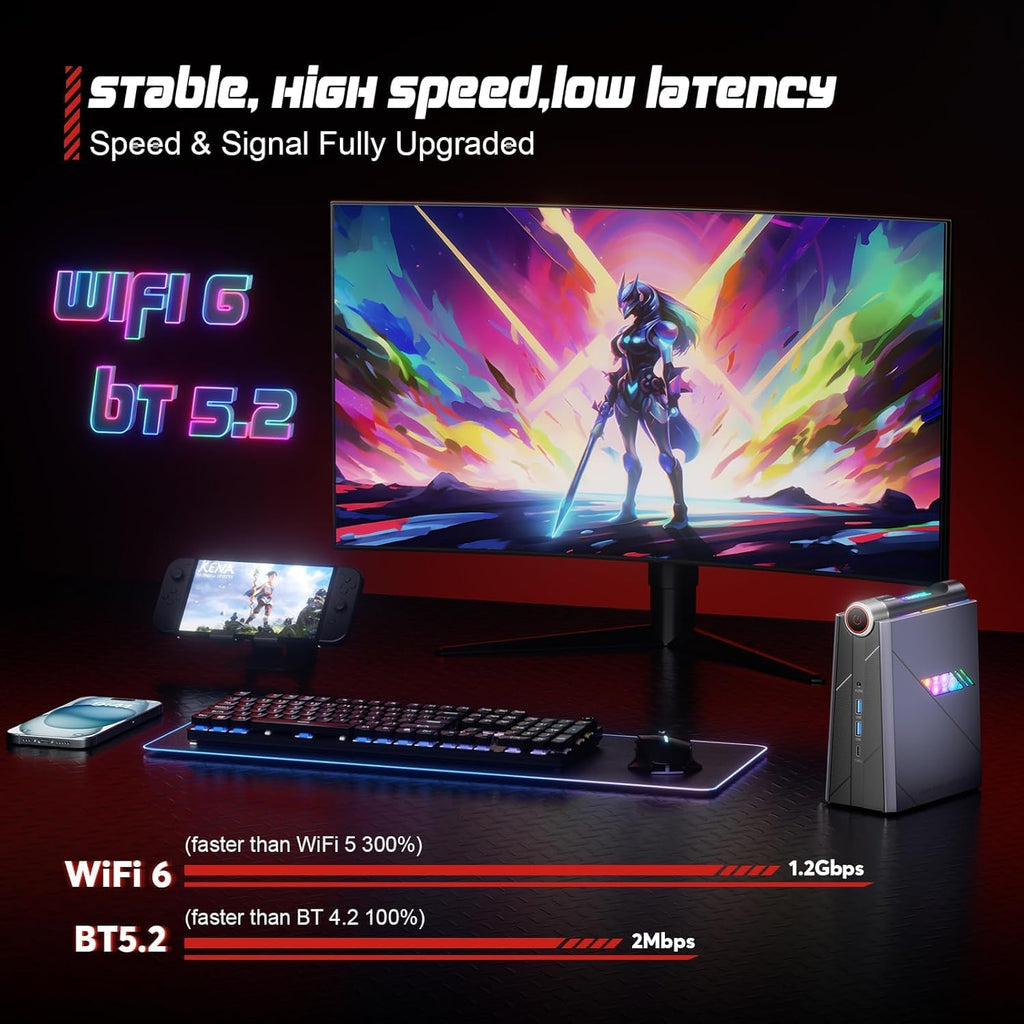 ACEMAGIC Mini Gaming PC Gaming Computer 12th i9-12900H (up to 5.0GHz, 14C/20T) 32GB RGB DDR4 512GB M.2 NVMe PCIe 4.0 SSD, Mini PC [3 Adjustable Mode/RGB Lights] Mini Computer WiFi6, BT5.2