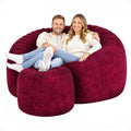 ULTIMATE SACK 6000 6-Foot Bean Bag Chair with Footstool, Burgundy Suede Cover – Oversized Foam Lounger, Floor Seat, Small Sofa, or Couch Bed for Living Area, Gaming Room, or Reading Lounge