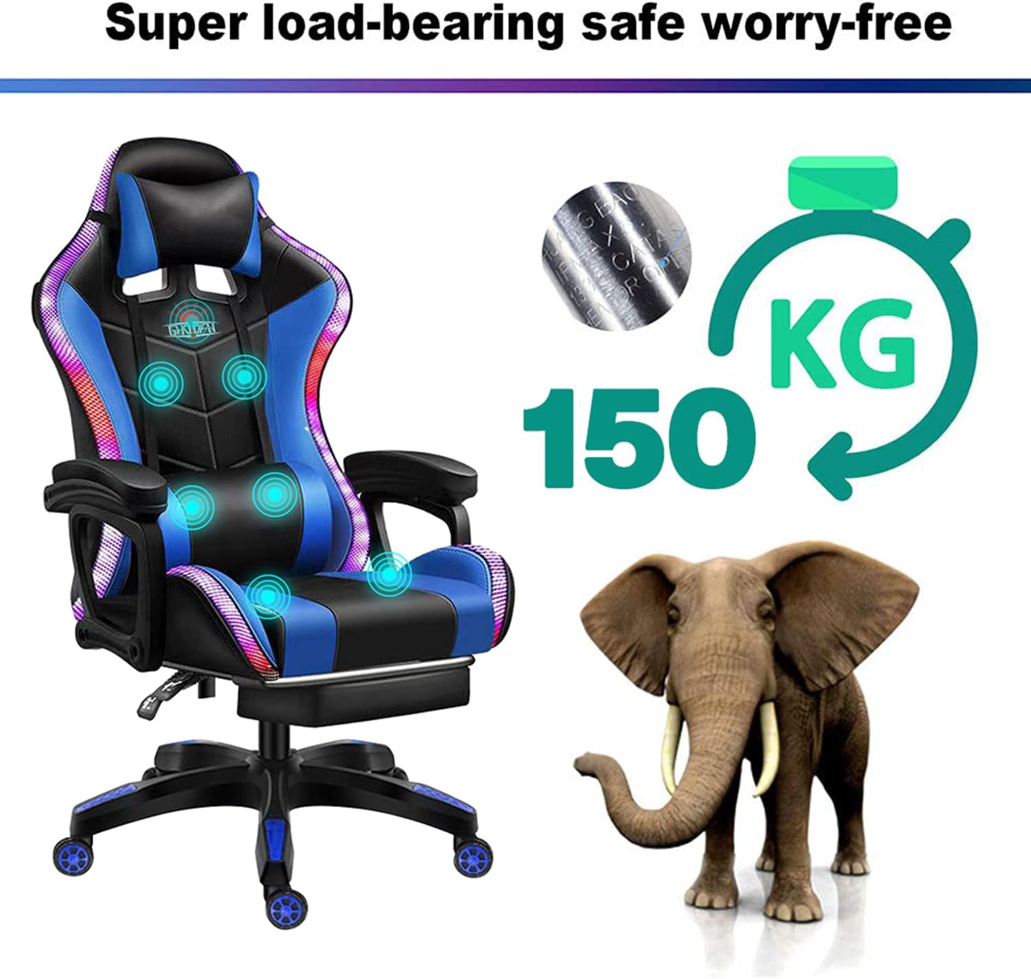 RGB Gaming Chair with Speakers Racing Ergonomic Gaming Chair for Adults Massage Computer Chair High Back Office Desk Chair Gamer Chair with Adjustable Lumbar Support and Armrest,Pink