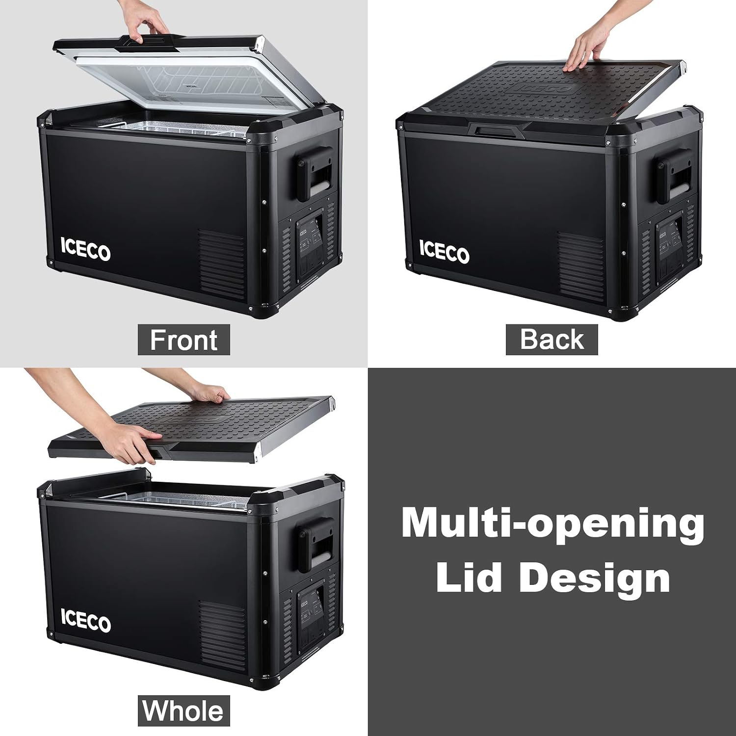 ICECO VL 75 PRO 79 Quart Portable Refrigerator Double Zone with SECOP Compressor, 12 Volt Freezer for Car, Home, Camping, RV, 0°F to 50°F, 12/24V DC, 100/240V AC & 12V DC Power Cable For Car Use