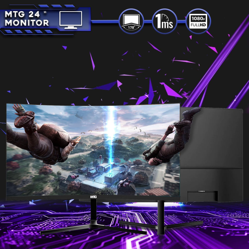 HP G3 Gaming Desktop PC, Intel i7 6th Gen, GT 1030 2GB DDR5, 16GB RAM, 1TB SSD + 2TB HDD, MTG 24-Inch Curved Gaming Monitor, RGB Kit, Windows 11 Pro (Renewed)