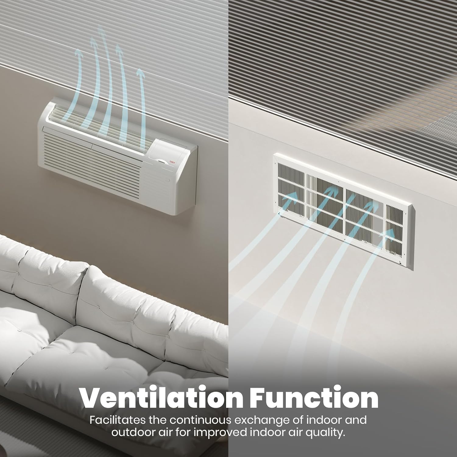 TOSOT 15,000 BTU PTAC, Inverter Packaged Terminal Air Conditioner with Heat Pump and 3.5 kW Electric Heater, Ventilation, Works in 20 to 115℉, 11.6 COP, R32, Wall Sleeve and Grill Included, 230V