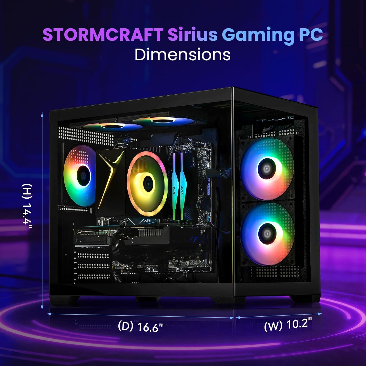 STORMCRAFT Sirius Gaming PC Desktop Computer i7 14700F CPU,GeForce RTX 5070 12GB GPU,32GB DDR5 RGB 6000MHz RAM,1TB SSD,B760 Motherbaords,850W Power Supply,USB C Port,Wi-Fi,Bluetooth,Win 11 Home