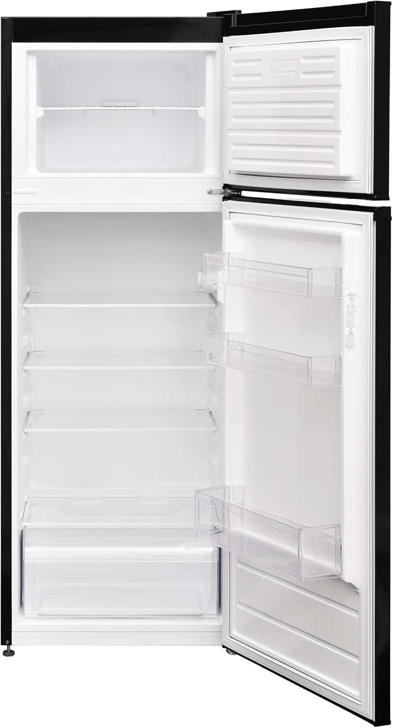 Frigidaire, 2 Door Apartment Size Refrigerator with Freezer, 7.5 cu ft, Adjustable Spill-Proof Shelves, Door & Crisper Bins, Black
