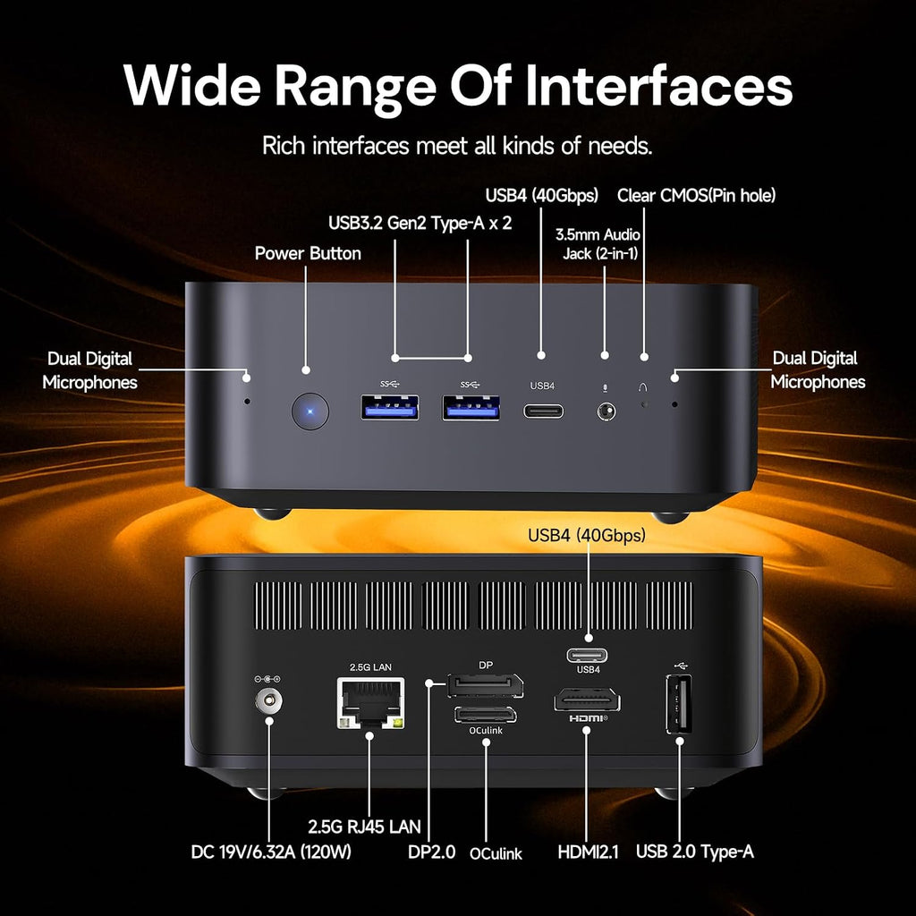 Reatan X7 Mini Gaming PC,AMD Ryzen 7 255(8C/16T, up to 4,9 GHz) Radeon 780M 48GB RAM DDR5 + 1TB SSD Up to 8K Quad-Screen Display Desktop Gaming Mini Computers OCulink WiFi 7 BT:5.4 Built-in Speaker