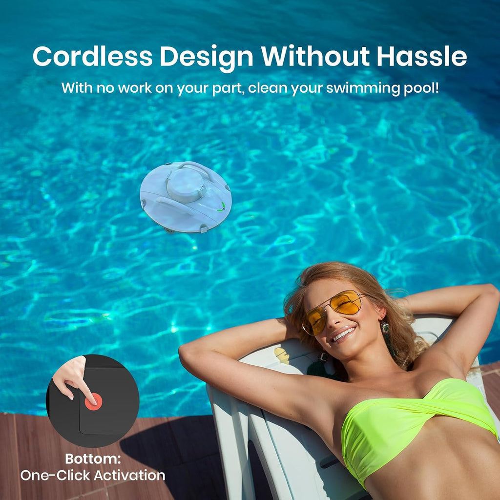 Cordless Robotic Pool Cleaner, Smart Home Pool Cleaning Robot, Self-Parking Above Ground Pool Vacuum, For In Ground Pools Up To 800 Sq.Ft