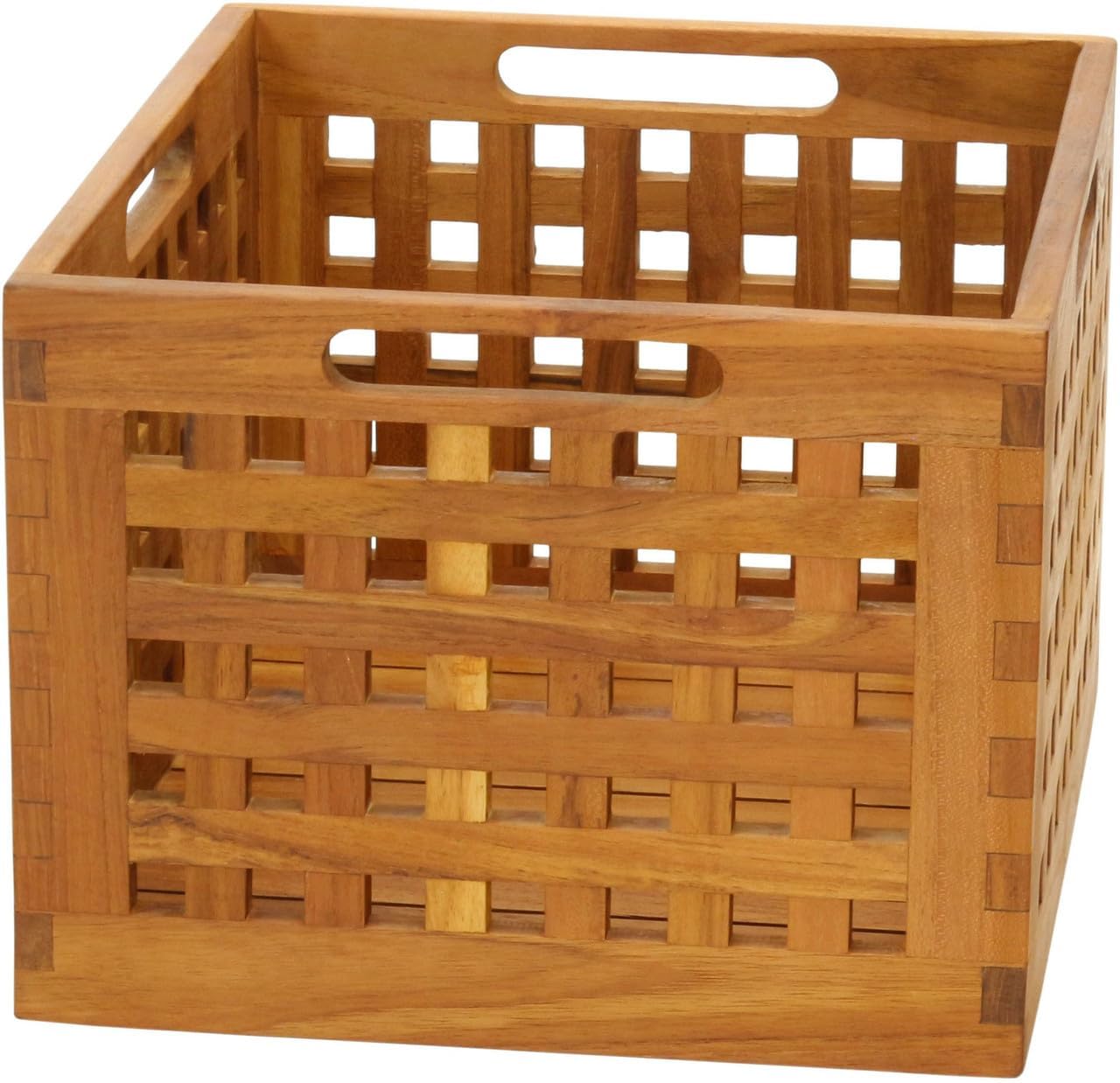 AquaTeak Grate Large Teak Storage Bin