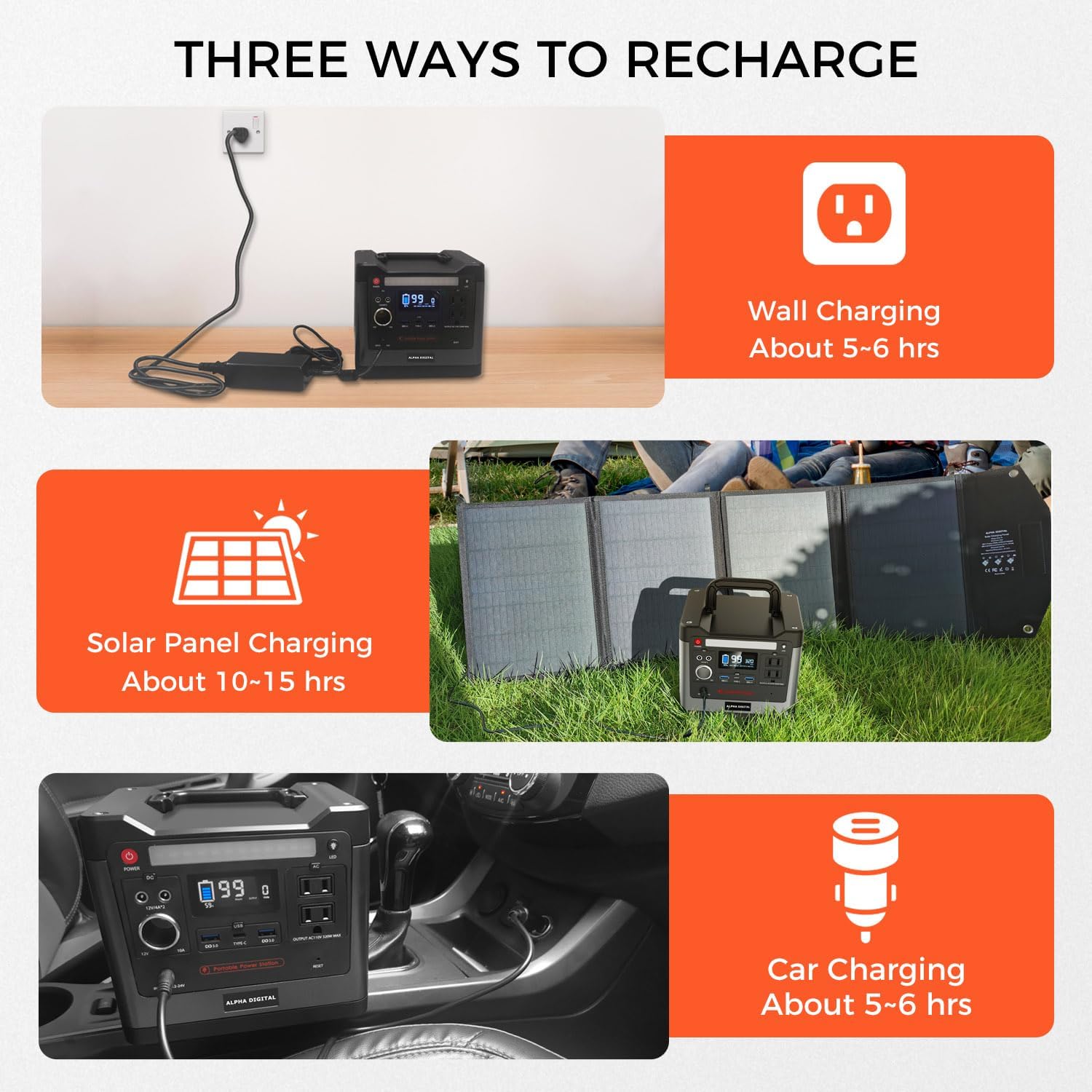320W Outdoor Portable Power Station, 298Wh/93120mAh, LiFePO4 Lithium Battery. AC Outlet, DC Output, USB QC3.0 & Type-C, LED Flashlight. for Home, Travel, Camping