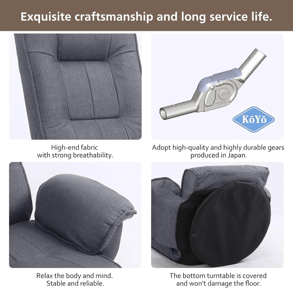 360 Degree Swivle Adjustable Floor Chair, Chaise Lounge Indoor, Folding Lazy Sofa with Armrests and Side Pocket Adults Gaming Chairs for Living Room, Bedroom Factory Price 201 (GR)
