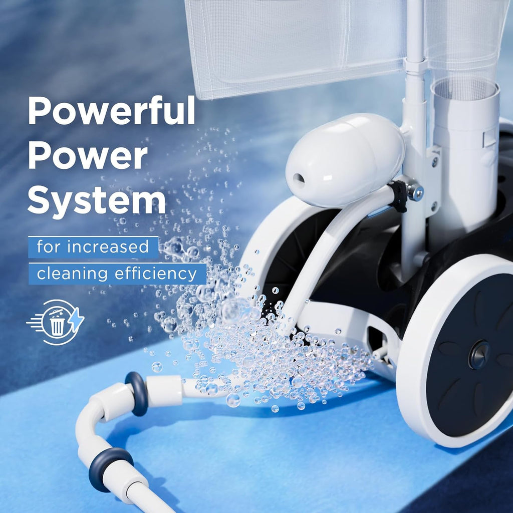 MAKHOON Upgrade Pool Pressure Side Sweeper: Professional Solution for Cleaning Your Swimming Pool (Four Wheels are Better Than Three) Need 1.5' Female Thread Pool Booster Pump Inlet, 4 Bar Pressure