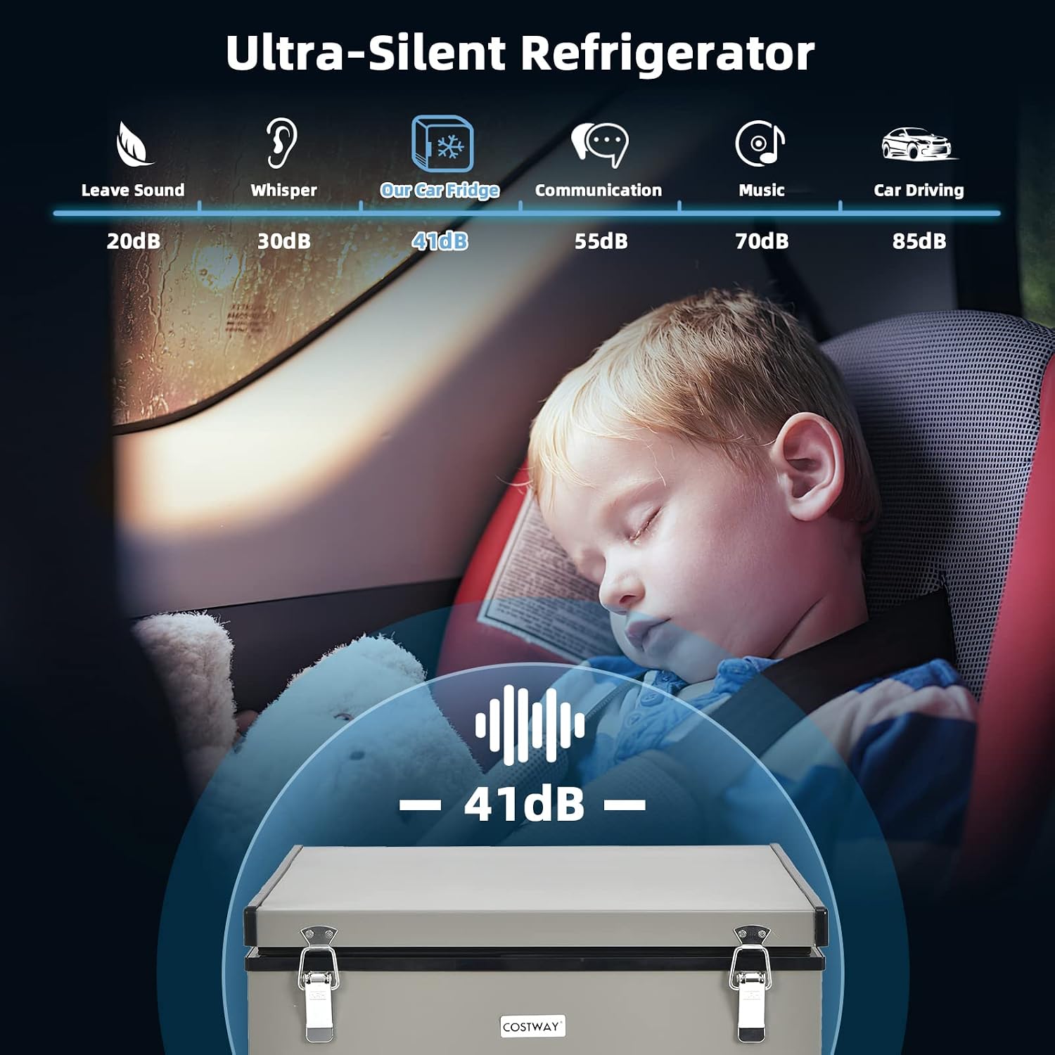 COSTWAY 68-Quart Car Refrigerator, Portable Chest Freezer(-11℉- 50℉) with 12V/24V DC & 110V/240V AC Adapter, Electric Compressor Fridge Cooler for Vehicles, Truck, RV, Camping, Traveling, Grey