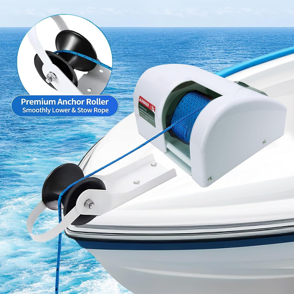 Electric Anchor Winch,Boat Anchor Wench 12V Marine Saltwater Anchor Windlass Kit with Wireless Remote Control Anchors Up to 25 LBS