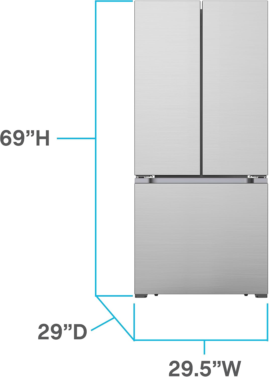 West Bend Refrigerator Freestanding French Door Design Fridge with 5.1 Cu.Ft. Freezer Capacity, Adjustable Electronic Control and Frost Free Defrost, 17.5-Cu.Ft, Metallic