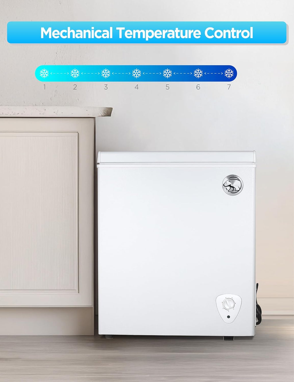 Commercial Cool 2.8 Cu. Ft. Compact Chest Freezer, Textured Finish, Deep Freezer for Frozen Food Storage, Removable Storage Basket, Mechanical Temperature Control, R600a Refrigerant, CCFW28, White