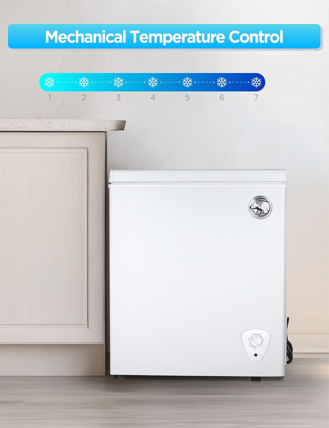 Commercial Cool 2.8 Cu. Ft. Compact Chest Freezer, Textured Finish, Deep Freezer for Frozen Food Storage, Removable Storage Basket, Mechanical Temperature Control, R600a Refrigerant, CCFW28, White