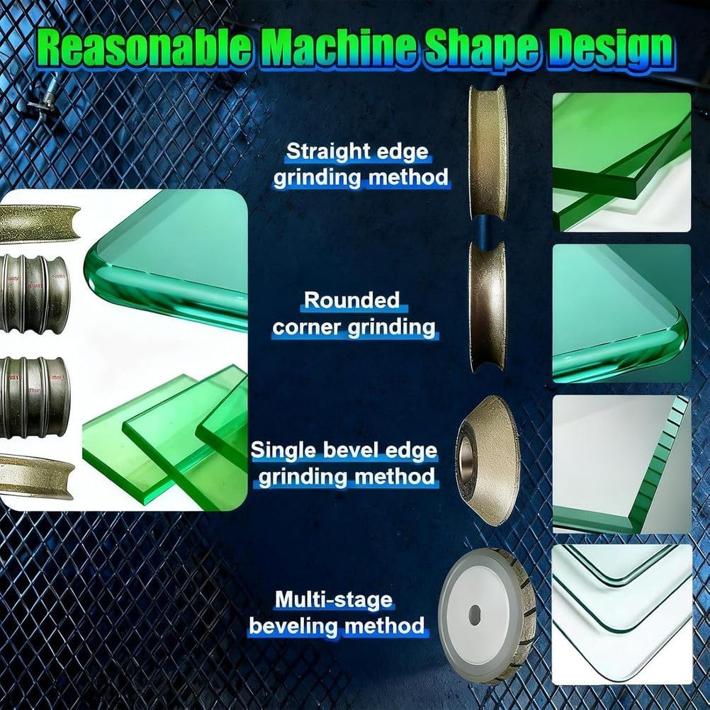 800W Small Glass Edging Machine with Diamond Wheel Portable Electric Polisher for Beveling and Polishing Glass