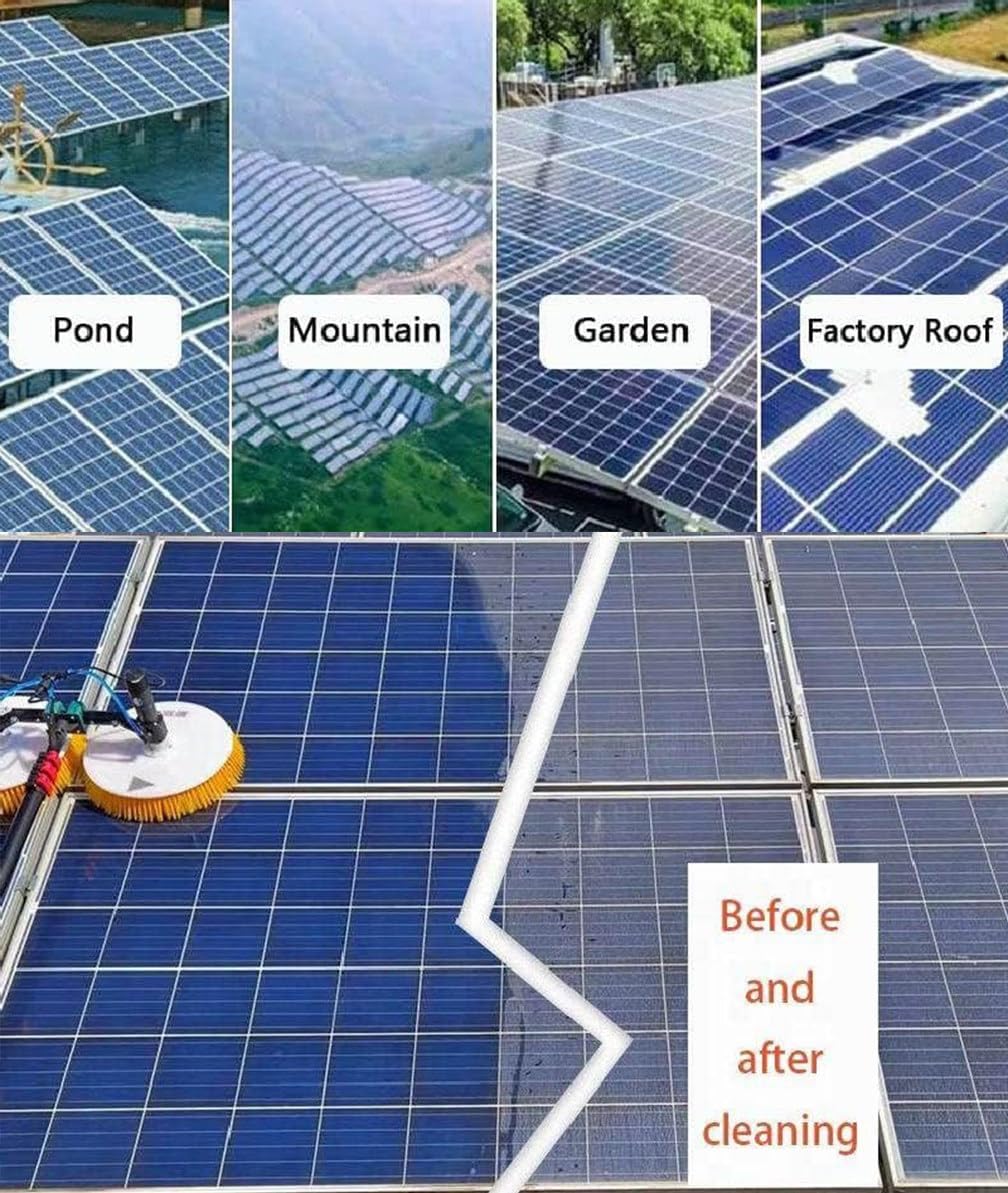Cleaning Brush Electric Window Cleaning Pole Cleaner Kit, Extendable Pool Cleaning Brush, Double Head Automatic Solar Panel Cleaning Brush Tool