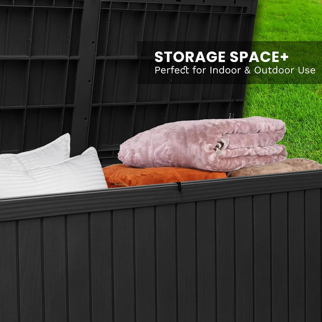Heavy Duty Storage Box,180 Gallon Black Outdoor Storage Box is Made of Resin for Outdoor, Patio or Indoor Use.