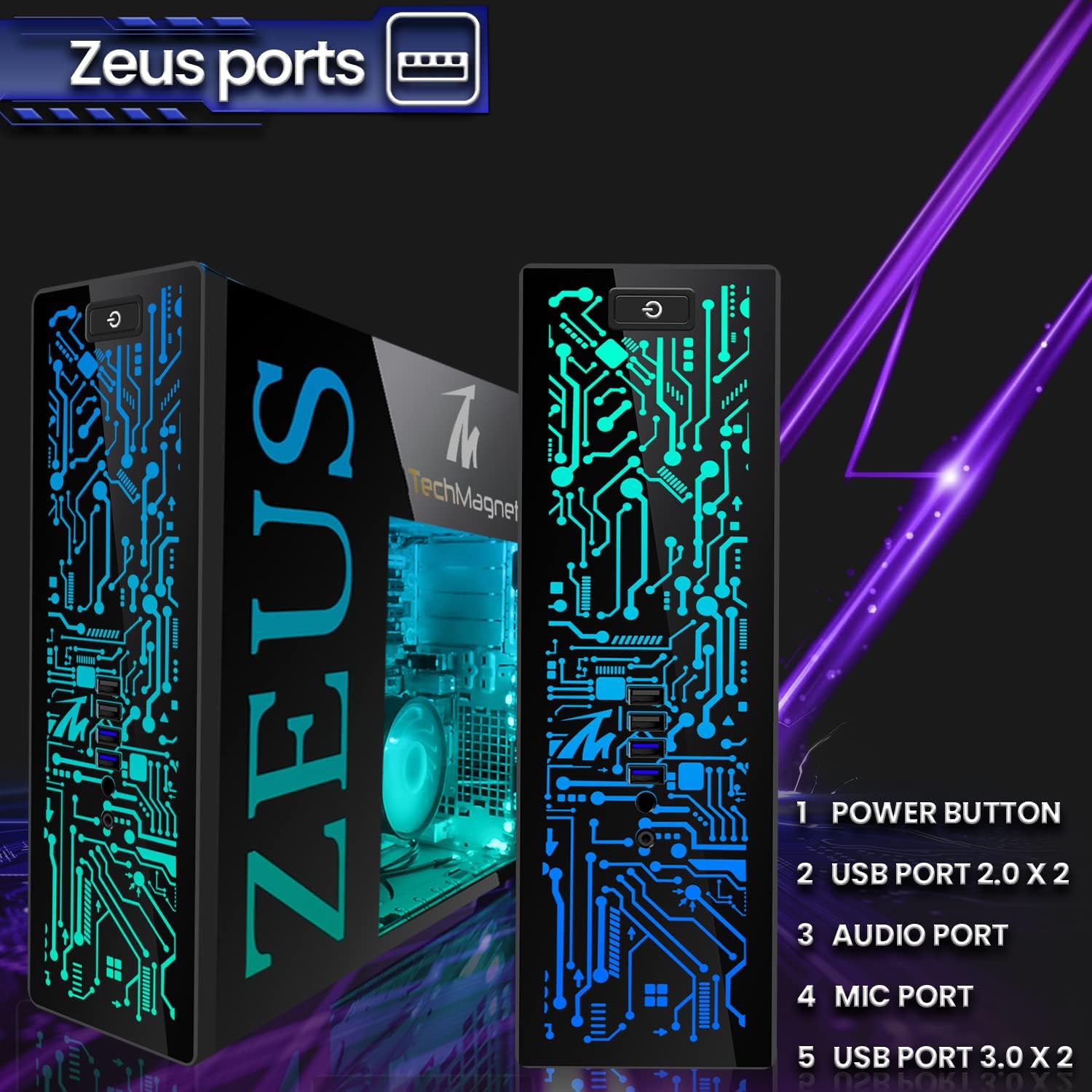 TechMagnet Gaming Desktop PC, Intel i5 4th Gen, Zeus Pro 4, GT 1030, 16GB RAM ARGB, 1TB SSD + 4TB HDD, RGB Front Panel 385 Patterns, RGB Kit, Windows 11 (Renewed)