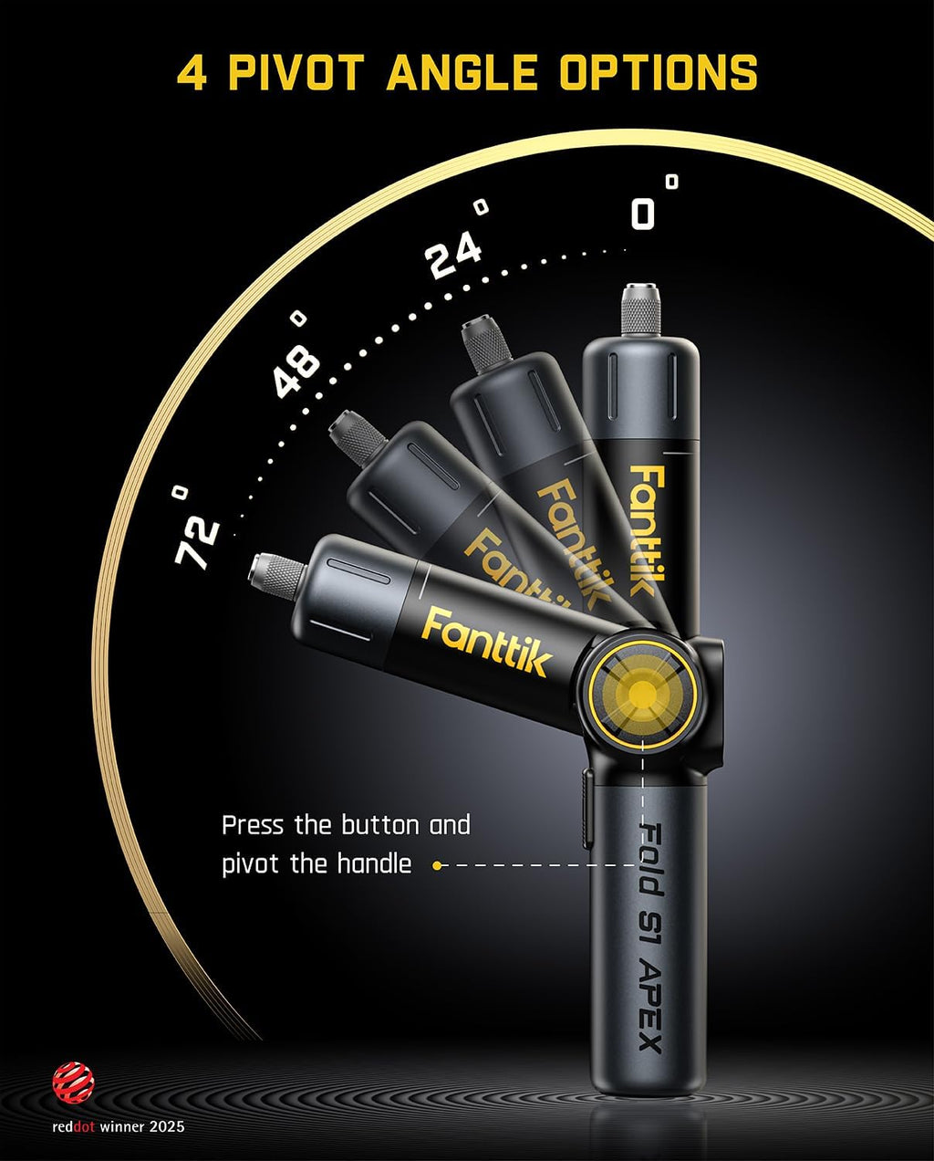 Fanttik S1 APEX Electric Screwdriver, Pivot Handle Screwdriver, Max 7N.m High Torque, 2 Speed Options, 1/4''Hex, Screen Interaction, Tech Tool for DIY Enthusiasts-Deluxe Edition