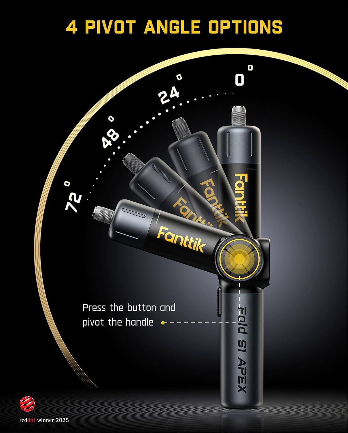Fanttik S1 APEX Electric Screwdriver, Pivot Handle Screwdriver, Max 7N.m High Torque, 2 Speed Options, 1/4''Hex, Screen Interaction, Tech Tool for DIY Enthusiasts-Deluxe Edition