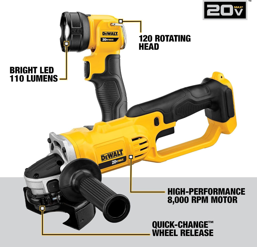 DEWALT 20V MAX Power Tools, 9 Cordless Tool Combo, Impact and Drill Driver, Oscillating Tool, Grinder,Circular and Reciprocating Saw,Right Angle Drill,Speaker,LED Light, 2 Batteries,Charger (DCK940D2)