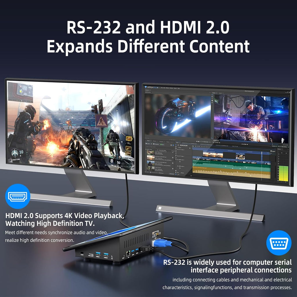 HIGOLEPC MINI PC,10.1 Inch Touchscreen Win 11 Pro Mini Computer, Celeron N5095 8GB RAM/128GB ROM Mini PC with Screen,Dual RS232 HDMI,BT 5.0,WiFi 5.0,Type-C,Support Auto-Boot.
