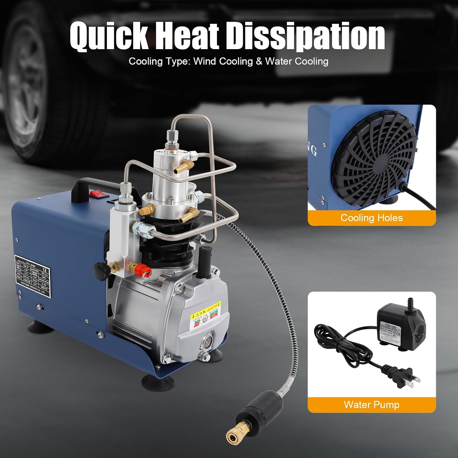 Electric 4500psi PCP Air Compressor Pump, 30MPa Portable High Pressure Air Compressor Inflator PC P, Two-Stage Compression PCP Air Pump