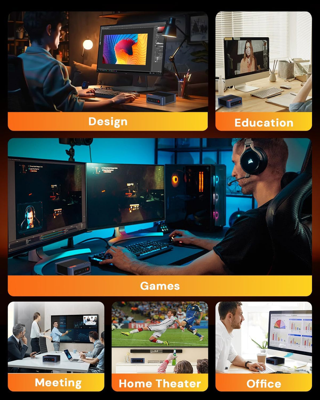 wo-we Gaming PC Radeon 760M 2600Mhz, Mini PC Ryzen 5 7640HS(Upgraded 6600H/6800H,up to 5.0GHz) Mini Computers, 32B DDR5+1TB PCIe 4.0 SSD, USB4, 8K,Triple Display, Dual 2.5G LAN WIFI6E/BT5.2