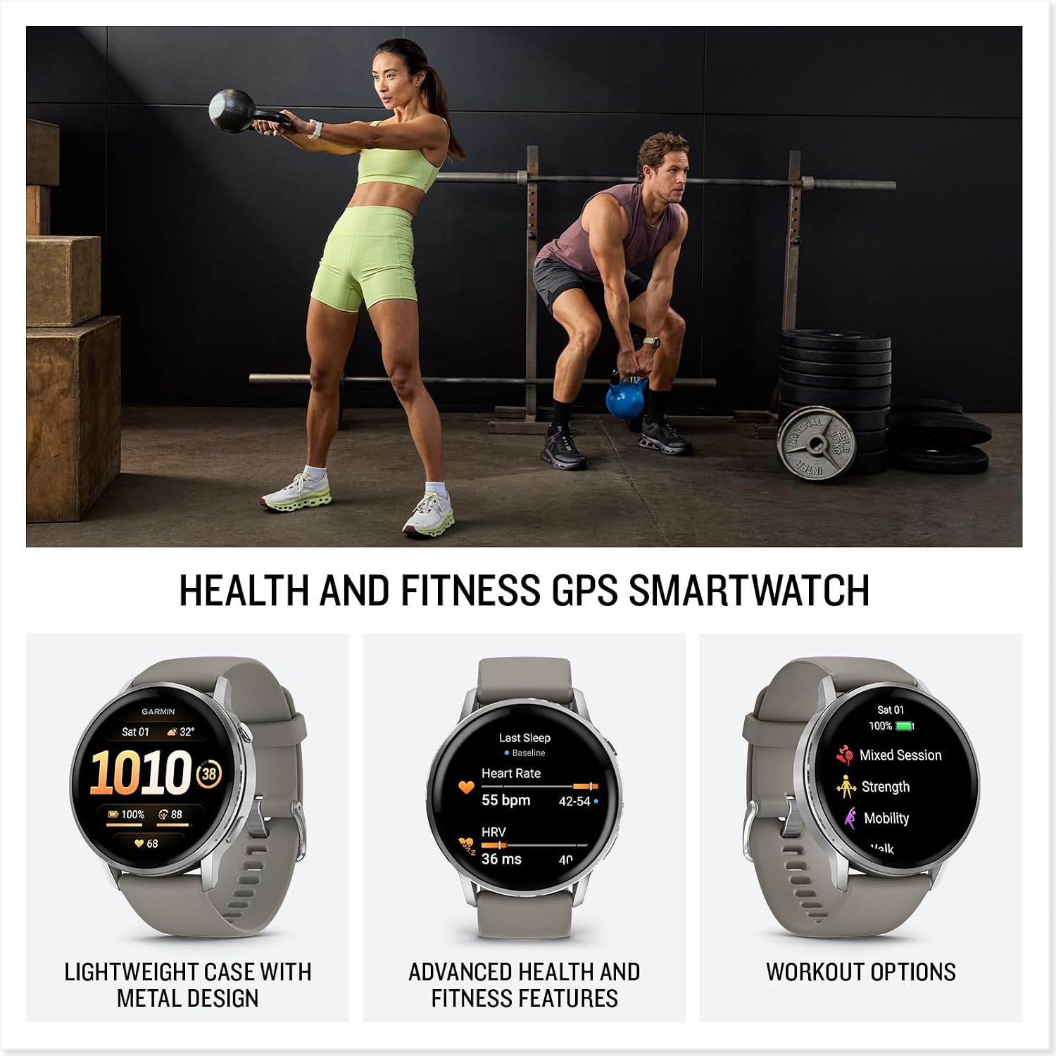 Garmin Venu 4, 45mm, Advanced Fitness and Multisport Tracker GPS Smartwatch, 1.4' AMOLED Display, Built-in Flashlight, 12 Days of Battery Life, Silver with Silver Gray Silicone Band (Watch Bundle)