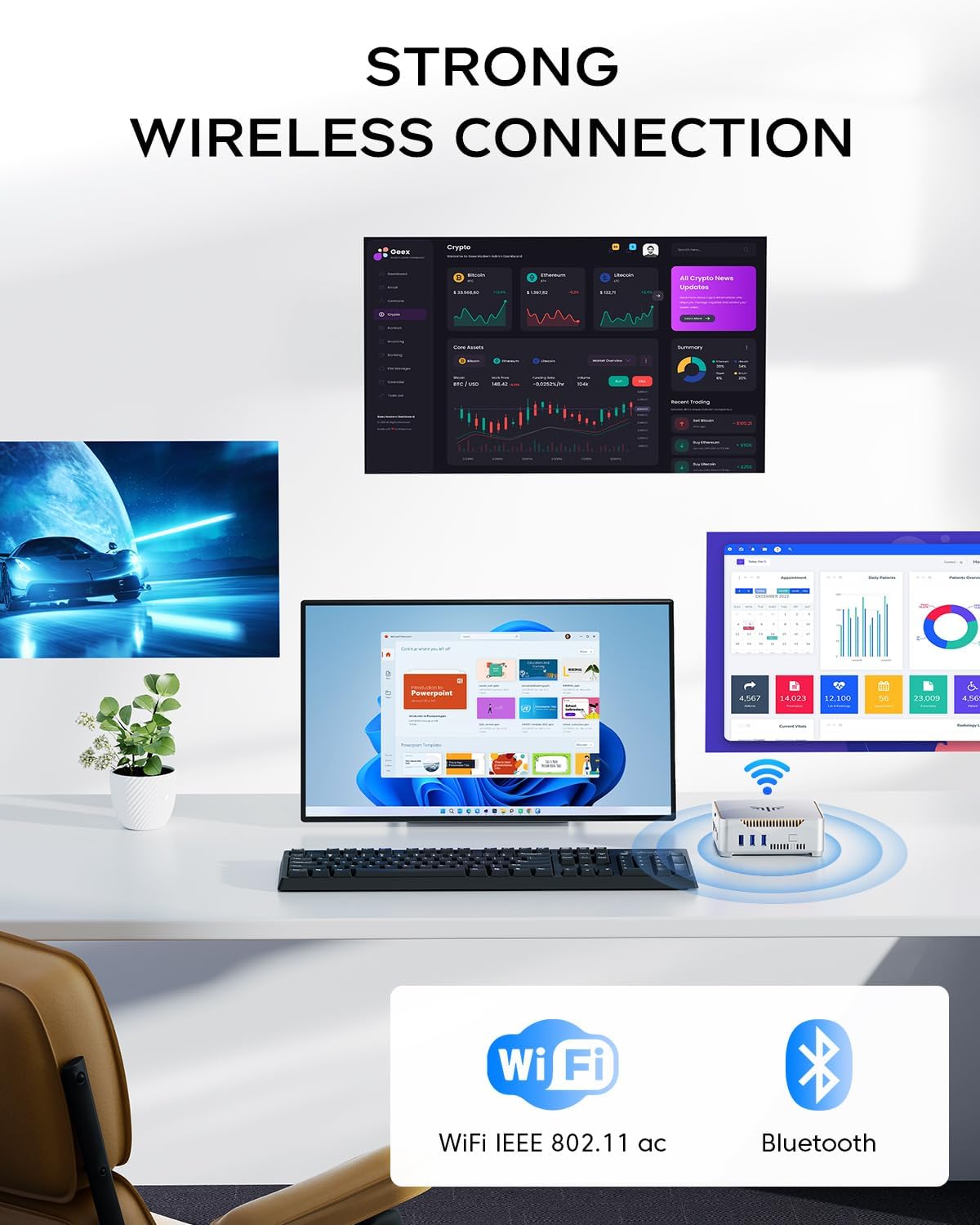 KAMRUI GK3PLUS Mini PC 16GB RAM 512GB SSD, 12th Gen Alder Lake-N95 (up to 3.4GHz) Mini Desktop Computer, Support Triple 4K Display, USB-C, WiFi, Bluetooth, Ethernet, for Business, Education, Home